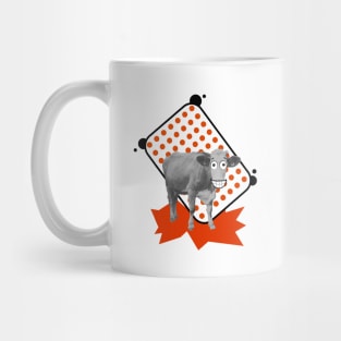 Whimsical black and white cow with cartoon face Mug